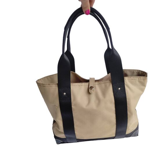 Franco Sarto Canvas Mini Tote Bag Tan and Brown 15"x10.5"x4" - Picture 2 of 15